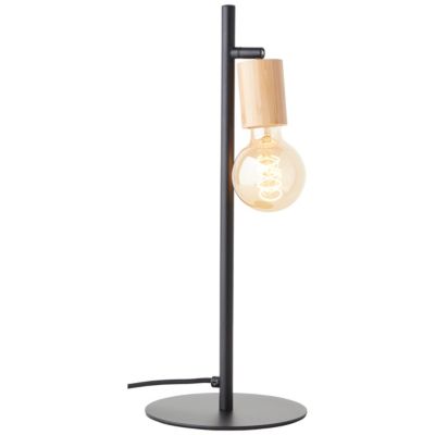 TIFFANY Lampe à poser E27 28W - noir/naturel - métal/bambou - ampoule non incluse