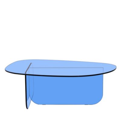 Tila - Table basse organique en verre L100cm - Bleu