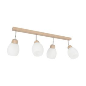 Tilia Plafonnier 4xE27 Max.60W Chêne Huilé/Verre Blanc