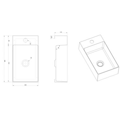 Timeless Lave mains en Acier Inoxydable 304, 40x22x11cm, Or brossé PVD