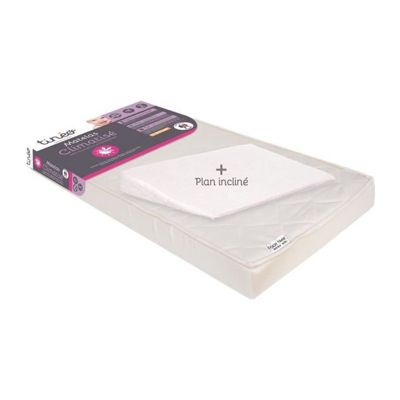 TINEO Matelas bebe 60x120 cm tissu climatique plan incline 15 degres lot