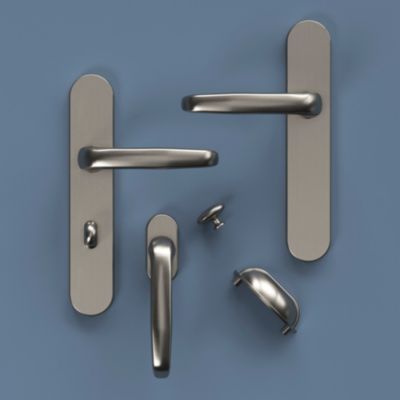 Tirant de porte Golvin GoodHome acier gris L.22 x H. 24,6 cm
