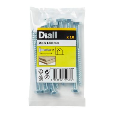 Tirefonds DIN 571 zingués 6x80 mm - 10 pièces