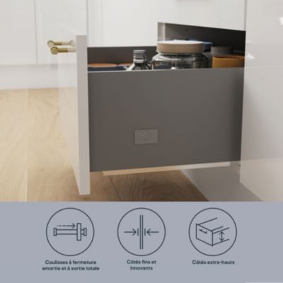 Tiroir de cuisine GoodHome Soto Anthracite l. 100 cm