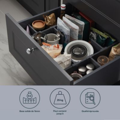 Tiroir de cuisine GoodHome Soto Anthracite l. 30 cm