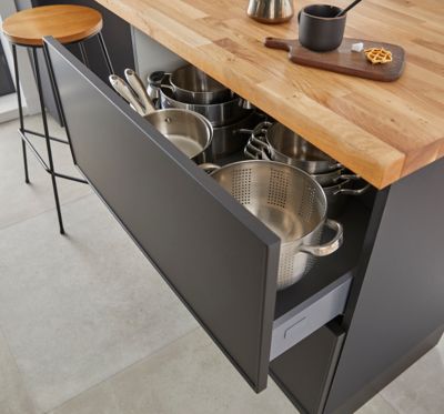 Tiroir de cuisine GoodHome Soto Anthracite l. 80 cm