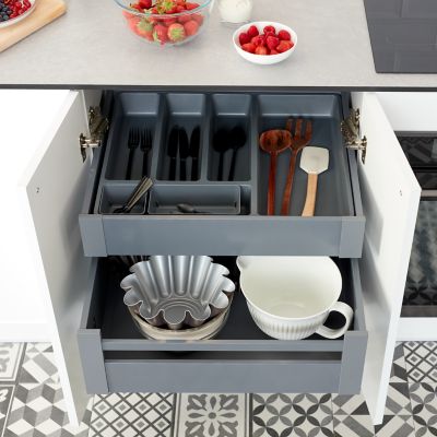 Tiroir de cuisine GoodHome Soto gris anthracite H. 10,8 cm x L. 60 cm