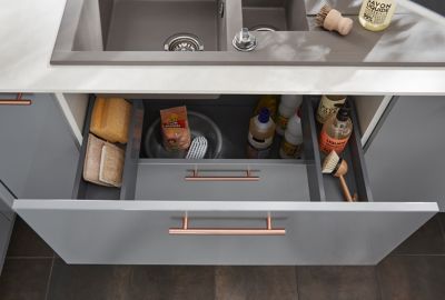 Meuble de cuisine sous évier - 80 cm - Façade coloris gris