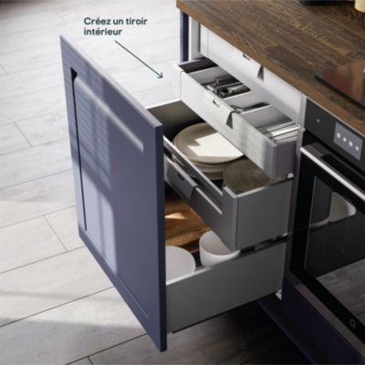 Tiroir de meuble de cuisine sous évier GoodHome Soto Anthracite