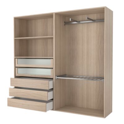 Tiroir intérieur avec façade verre effet chêne GoodHome Atomia H. 17 x L. 93,7 x P. 45 cm