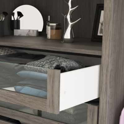 Tiroir intérieur avec façade verre effet chêne grisé GoodHome Atomia H. 17 x L. 46,4 x P. 50 cm