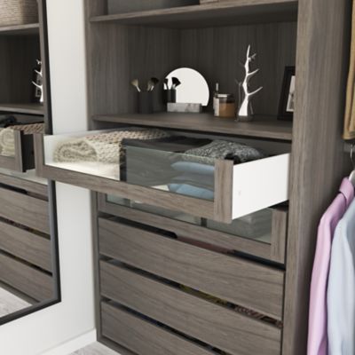 Tiroir intérieur avec façade verre effet chêne grisé GoodHome Atomia H. 17 x L. 93,7 x P. 50 cm