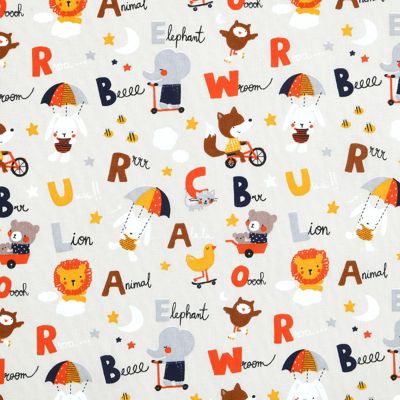 Tissu cretonne Alphabet 160cm 140g multicolore