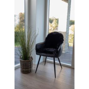 Tissu en Peau d'Agneau Artificielle Noir - 50x85 cm pour Couture et Décoration