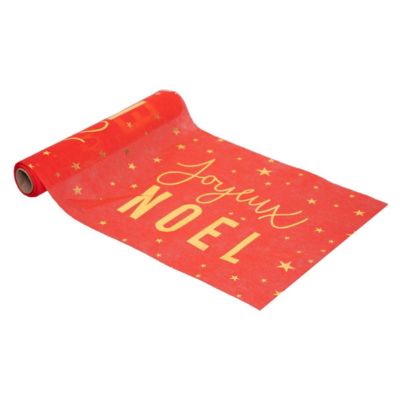 Tissu joyeux noël rouge imprimé doré 28x500cm - FEERIC LIGHTS & CHRISTMAS