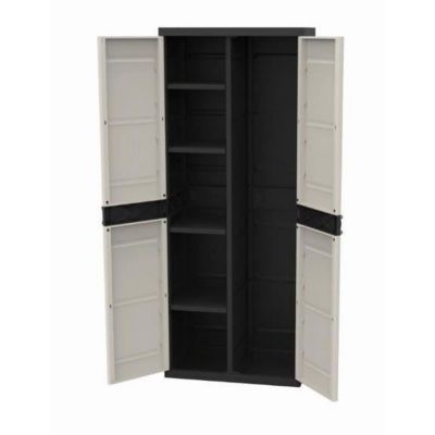 TITANIUM PLASTIKEN Armoire 2 portes avec étageres et penderie l70 x p44 x h176 cm Beige et Noire Ga