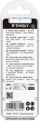 Tivoly - 3 fraises limes rotatives carbureD 10mm Denture normale avec brise copeaux queue de 6mm