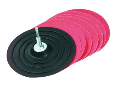 Tivoly - 9 Pièces - Plateau Ponceur Auto-Agrippant pour Perceuse & sa Monture - Caoutchouc -D125mm - TigeD8mm