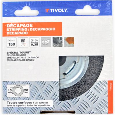 Tivoly - Brosse de Touret - Fils en Acier Ondulés -D15015mm - Pour Décapage de toutes Surfaces