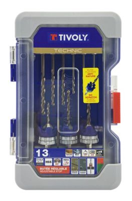 Tivoly - Coffret 13 pièces -3 kits mèche & fraise bois métal HSS 2en1 + 6 forets HSS + 3 embouts inox + accessoires