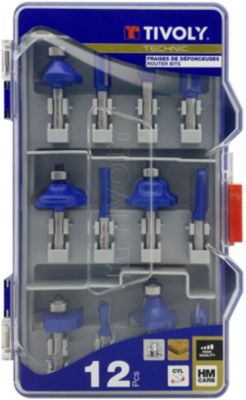 Tivoly - Coffret de 12 fraises de défonceuse de forme - lame carbure - queue diamètre 8mm