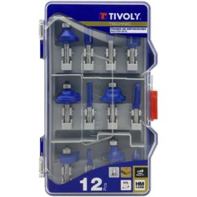 Tivoly - Coffret de 12 fraises de défonceuse de forme - lame carbure - queue diamètre 8mm