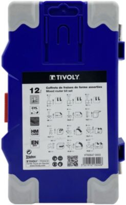 Tivoly - Coffret de 12 fraises de défonceuse de forme - lame carbure - queue diamètre 8mm