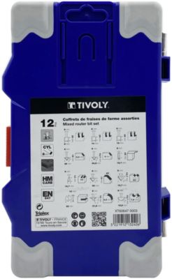 Tivoly - Coffret de 12 fraises de défonceuse de forme - lame carbure - queue diamètre 8mm