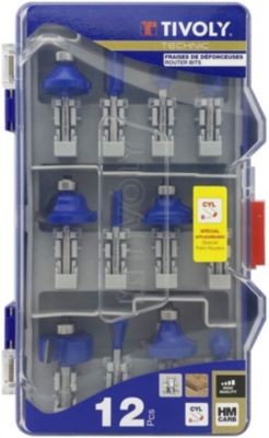 Tivoly - Coffret de 12 Fraises de défonceuses de formes assorties - Queue 6mm