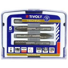 Tivoly - Coffret de 5 Fraises Limes Carbure, queue 6mm