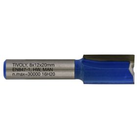 Tivoly - Fraise de Défonceuse à  Rainurer Droit -D12mm - 2 Lames en Carbure - TigeD8mm - Pour Travail du Bois