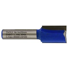 Tivoly - Fraise de Défonceuse à  Rainurer Droit -D14mm - 2 Lames en Carbure - TigeD8mm - Pour Travail du Bois
