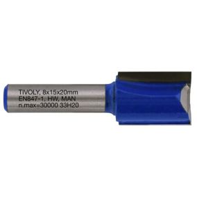 Tivoly - Fraise de Défonceuse à  Rainurer Droit -D15mm - 2 Lames en Carbure - TigeD8mm - Pour Travail du Bois