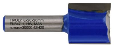 Tivoly - Fraise de Défonceuse à  Rainurer Droit -D20mm - 2 Lames en Carbure - TigeD8mm - Pour Travail du Bois