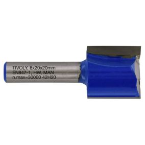 Tivoly - Fraise de Défonceuse à  Rainurer Droit -D20mm - 2 Lames en Carbure - TigeD8mm - Pour Travail du Bois
