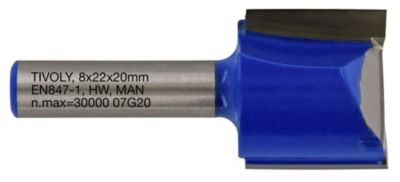 Tivoly - Fraise de Défonceuse à  Rainurer Droit -D22mm - 2 Lames en Carbure - TigeD8mm - Pour Travail du Bois