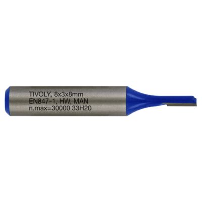 Tivoly - Fraise de Défonceuse à  Rainurer Droit -D3mm - Lame en Carbure - TigeD8mm - Pour Travail du Bois