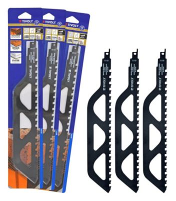 Tivoly - Lot de 3 lames Sabre Special Briques, Plaques de Platre, attache universelle, L305mm