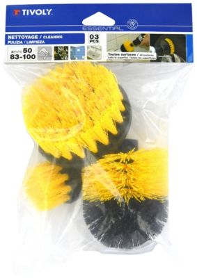 Tivoly - Lot de Brosses Polypropylène Plates & Ronde - Fil Souple - Nettoyage Facile Tous Matériaux sans Rayures - pour Perceuse