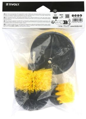 Tivoly - Lot de Brosses Polypropylène Plates & Ronde - Fil Souple - Nettoyage Facile Tous Matériaux sans Rayures - pour Perceuse