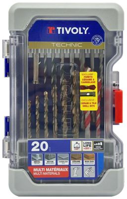 Tivoly - Mallette Ranger 20pcs Mixte Perçage Métal/Bois/Béton/Carrelage/Ceram
