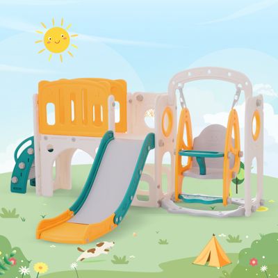 Structure De Jeu Toboggan Pour Enfant - Avec Panier De Basket, Tunnel, échelle, Coffre Rangement - Pour Intérieur/extérieur - Modèle Tower-I-Blue - 8