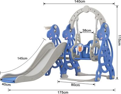 Toboggan 5 En 1 Pour Enfants – Avec Panier Basket, Cadre D'Escalade, Rangement, 171 Cm, Certifié ASTM, Intérieur/Extérieur