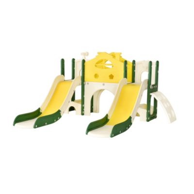 Toboggan pour Enfant 7 en 1 avec Panier de Basket, Aire de Jeux intérieure et extérieure, kit de Jeu d'escalade autoportant