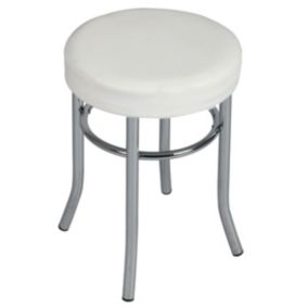 TODARO - Tabouret Acier Chromé et Simili Blanc