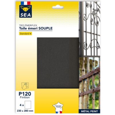 Toile abrasive emeri ø230 x 280 mm grain 120, lot de 4