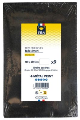 Toile abrasive emeri ø230 x 280 mm grain 40 / 80 / 120, lot de 9