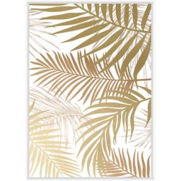 Toile caisse américaine feuilles de palmier 100x140cm blanc et or
