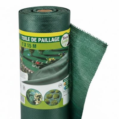 Toile de paillage 1 x 15 m en polyéthylène 50 g m2 non tisse perméable vert pour jardin et potager
