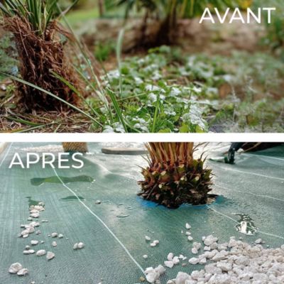 Toile de paillage 130g par m2 Vente au mètre Largeur 5,15m Anti-Mauvaises Herbe Coloris Vert Bache Tissée Grande Largeur 5m